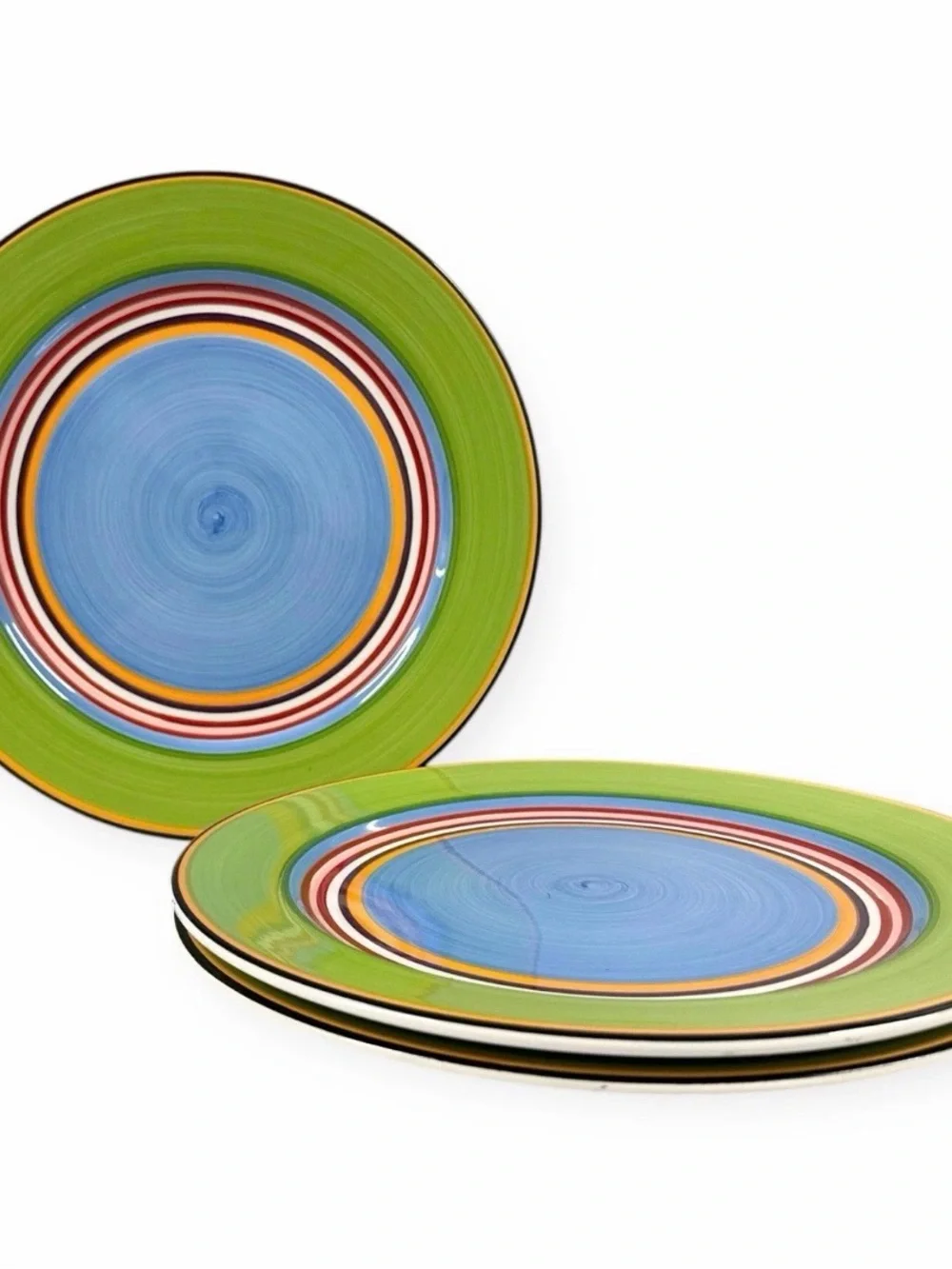 Vintage Salsa by Block Dinner Plates 11” Multicolor Striped Stoneware Set Of 3